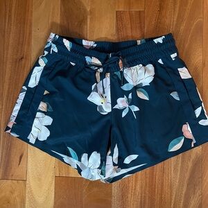 Athleta teal botanical print shorts